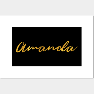 Amanda Name Hand Lettering in Gold Letters Posters and Art